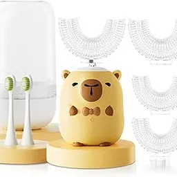 ELOTAME Kids Electric Toothbrush U Shaped - Cartoon Capybara with 6 Brush Heads Full Mouth Degree Cleaning Sonic Toddler Automatic Toothbrush with IPX7 Waterproof-image-17