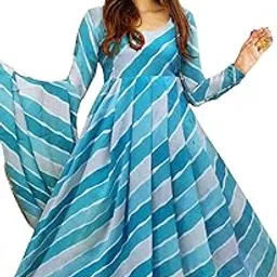 Trendy Graceful Women Georgette Latest Trending Ethnic Attire Stylish Casual Traditional Flared Floral Wedding SkyBlue Gown Women's Ethnic Gowns-picture-12