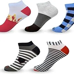 mojaah Cotton Ankle Socks, Sneaker Funky Striped Pattern, Multi-Colour Designs, Ultra Soft Fabric, Anti Slip Grip, Moisture Wicking, Odour-Free & Breathable image 1