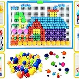 FunBlast DIY Mushroom Nails Building Blocks Toy Puzzle with Peg Board for Kids Learning Toy for Kids-(240+ Blocks),Multicolor-picture-38
