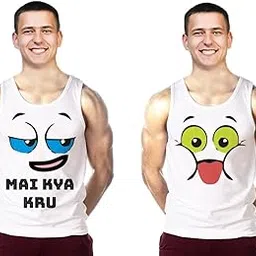 me funky Mefunky Free Size Gym Vest for Men White-picture-44