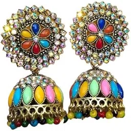 Designer Traditional Gold Plated Jhumka Drop Earrings For Women Girls | Traditional Earrings For Women-picture-49