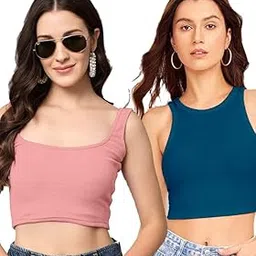 selvia Women's Regular Fit Knitted Sleeveless Lycra Tank Top Combo Pack of 2-picture-21