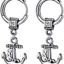 m men style Men Wheel Ship Anchor Ship Dangle Huggie Punk Titanium Steel Piercing Jewelry Silver Stainless Steel Earrings For Men And Women SEr202243-picture-32
