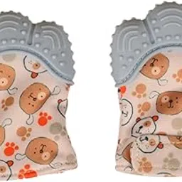 D.V.S.K INTERNATIONAL Plastic Smiley Glove Mittens Teether For 3-6 Month Baby, For Developing Biting Skills, Teething Toys For Babies And Toddler(Pack Of 2,Blue)-image-32