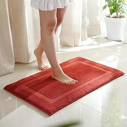 PAUDHA Tuscan Rust Bathmat | Classic Knitted Border | Anti-Skid | Foam Padded | Germ-Lock Protection | Machine Washable | 5X Better Absorbency-picture-29