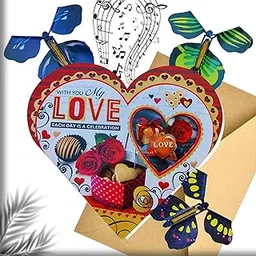 Jainchan I Love You Greeting Card with Auto-Playing Music and Light | Flying Butterflies | Heart Shape Romantic Anniversary Wedding Proposal Gift Wife, Husband, Girlfriend, Boyfriend-picture-12