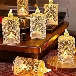 KIDINGTON LED Candle Light – 1Pc Decorative Flameless Candle with Crystal Shell | 8.5cm Battery Operated Yellow Tealight for Christmas, Diwali, Wedding, Party & Home Festive Decoration-picture-27