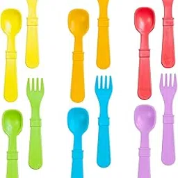 Re Play 12 Pack Forks and Spoons Made in USA Without Carrying Case - 6 Kids Forks with Rounded Tips and 6 Deep Spoons for Toddlers - Utensils-picture-10