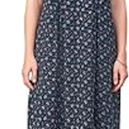 sand dune Womens Straight Fit V-Neck Short Sleeves Printed Nighty with Functional Pocket-picture-13