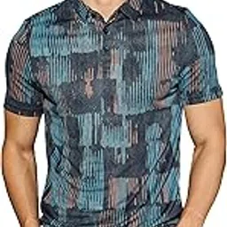technosport Men's Polyester Slim Fit All Over Print Polo Neck Half Sleeve T-Shirt with Technocool+,SPF50+ and Quick Dry-picture-38