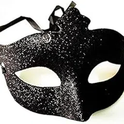PartyToko Shiney Eye Mask for Halloween/Xmas, Birthday, Masquerade Ball - Venetian Party 1 Pcs (Black)-picture-29