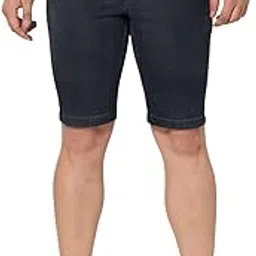 true colors of india Men's Relax Fit Denim Shorts - Knee Length, Mid Rise, Stretchable Fabric, Dark Blue, Carbon Blue & Mid Blue-picture-11