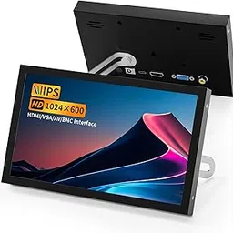 7 Inch Mini Monitor HDMI, Portable Vga Monitor with AV BNC 1024×600 LCD Screen with Built-in Speakers, 178° View Angle IPS, Multi-Function Mini Small Display for Raspberry Pi PC/TV/DVD/CVBS image 1