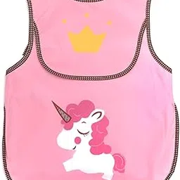 Yellow Bee Unicorn Print Bibs with Crumb Collector for Girls, Pink, 6-24 Months, One Size-picture-13
