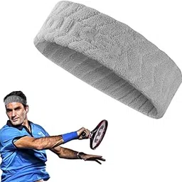 Proberos® Sport Headband for Men & Women, Premium Cotton Moisture-Wicking Breathable Anti-Slip Hair Band Fashion Sport Soft Stretchy Headband for Running, Jogging, Yoga, Workout, Basketball, Grey-image-80