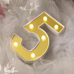 Wanna Party 9 inch No.5 LED Golden Marquee, LED Marquee Number Light LED Marquee Number 5, Light Up Marquee Number Sign for Weddings, Birthday, Christmas, Battery Powered-image-65