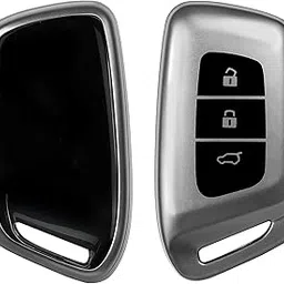 JVCV® Soft Matte Finish TPU Key Cover Compatible with MG Hector, Hector Plus and Windsor EV Smart Key (Gunmetal Grey)-image-4