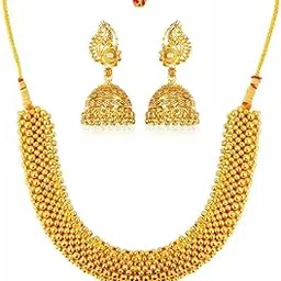 heer collection Traditional Wedding Maharashtrian Kolhapuri Thushi (Choker) Necklace Set Jewellery for Women and Girls (Combo THUSHI 801)-picture-12
