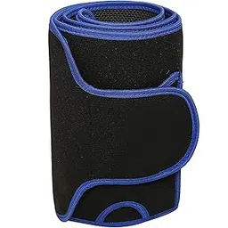 TINCIDUNT Sweat Belt with Phone Pocket Waist Trimmer, Sweat Waist Trimmer Fat Burner Belly Tummy Yoga Wrap Black Exercise Body Slimming Belt for Men & Women (Free Size, Blue)-image-3