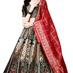 swami studio women's Banarasi silk Jacquard lehenga choli (free size and semi-stitched)-picture-30
