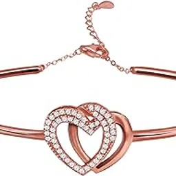 giva 925 Silver Rose Gold Interlocked Heart Duo Bracelet, Adjustable|Gifts for Women and Girls | With Certificate of Authenticity and 925 Stamp | 6 Month Warranty*-picture-14