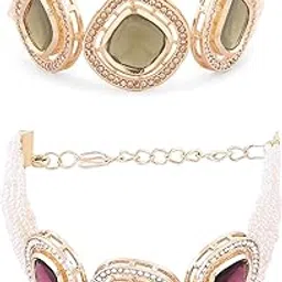 zaveri pearls Set Of 2 Purple & Green Multistrand Dazzling Austrian Diamonds & Beads Bracelet For Women-ZPFK16875-picture-46