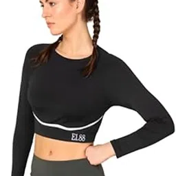e1.88 Women Gym Crop top |Women Sports Crop top|| Women Long Sleeves Croptop - Activewear for Yoga, Running, Fitness - Breathable Workout Top|Woman Croptop-picture-46