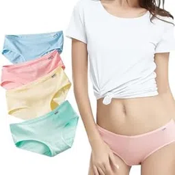qoxolyz Womens Full Coverage & Mid Waist Antimicrobial, Cotton Bikini Style Underwear Multicolor (Pack of 4) (Color May Very)-picture-12