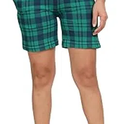 kryptic Women Lounge Shorts Pure Cotton Checked Relaxed fit Shorts with Side Pocket and Adjustable Waist-picture-21