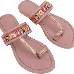 soleura Traditional Kolhapuri Flats, Embroidered Slip On Sandals for Women, Girls, Stylish Ethnic Footwear.-picture-19