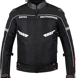 BIKING BROTHERHOOD Ladakh All season Textile Riding Jacket Comes with External shoulder protector|Premium leather collar | Impact protection | Abrasion resistance | Chest guard provision |Black (XXL)-picture-12