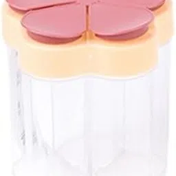5xTransparent 5 Grids Flip Spice Shaker Jars Net Shaped Pouring Port Red-image-11
