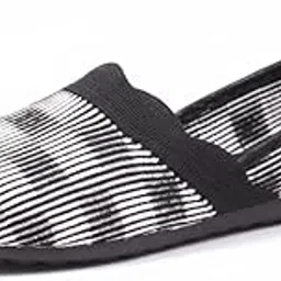 SEABA Women's Striped Slip-on Belly Shoes, Black and White Pattern, Casual Comfort Footwear-picture-16