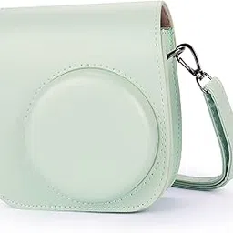 TEKTONIC Cloud Green Instant Camera Case for Fujifilm Instax Mini 11 & Mini 12 | PU Leather Protective Bag with Back Pocket & Adjustable Shoulder Strap-picture-11