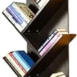 Modern Tree-Style Bookshelf, 7-Tier Floor Mount, Dark Brown Laminate, 120 cm Tall-picture-51