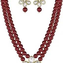 i jewels Gold Plated Traditional Kundan & Pearl Studded Necklace Jewellery Set For Women (ML311) image 1
