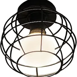 ATORSE Semi Flush Mount Ceiling Light E27Base Industrial Metal Round Warm Light-image-0
