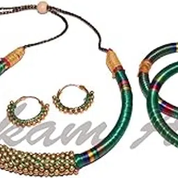 ekam art Women Accessories Bangles Jhumka Necklace Sets-picture-23