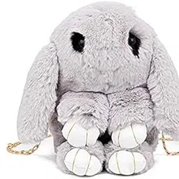 Faux Fur Plush Cute rabbit bag women Soft Handbags girls rabbits winter crossbody chain sling bag grey-picture-31