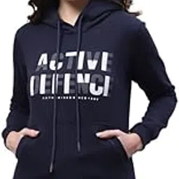cantabil Printed Hooded Neck Full Sleeves Regular Fit Women Casual Sweatshirt | Casual Winter Sweatshirt for Women | Women Sweatshirt for Winter Wear (P_CSSL5539_Navy)-picture-34