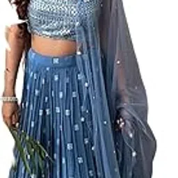 Girl's Fashion Hub's Designer Dark Blue Georgette sequence work Lehenga choli (v3-337) | Finish Type: Semi-stitched | Size: Free Size-picture-35