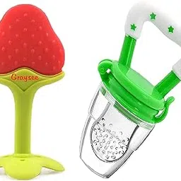 GRAYSEE Silicone BPA Free Natural Organic Nipple Teethers and Fruit Nibbler Feeder for Newborn Baby Boy - Baby Girl, Infant, Babies (Multicolor -7)-picture-12