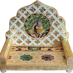 OPPILLA™ Meenakari Handcrafted Peacock Design Folding Singhasan, 15.2 cm x 10.1 cm, Temple Decor-picture-16