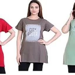 Women’s Cotton Printed Regular Fit T-Shirt/Top/Long Nightwear T-Shirt | Soft, Breathable & Comfortable for Women Stylish Nightwear for Home((bb-image-32