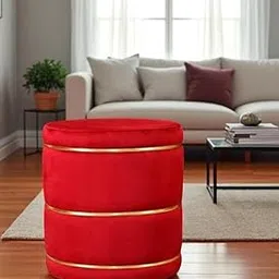 ShadowKart Puffy Round Footstool, Ottoman Stool for Living Room Furniture Round Ottoman, Sitting Pouffe Ottoman Stool/Room Dcor/Office Stool, 16x16x18 Inch (Wine)-image-47