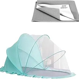 Baby Mosquito Net with 360 Widened Skirt/Foldable/Spacious & Light-Proof/Rust-Free Frame/for Full Protection (Free Dry Sheet) (Ocean Green)-picture-58