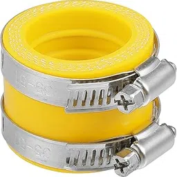ACROPIX 35mm ID Rubber Yellow Motorcycle Carburetor Adapter Inlet Intake Pipe Manifold Adapter Boot Sleeve Interface with Clamps - Pack of 2-picture-64