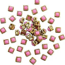 Embroiderymaterial Sew On Beads/Rhinestones/Kundan Stones Mirrors for Craft Work, Embroidery Work, Jewellery Work, Aari Work, Maggam Work etc (Square Shape, Pink Color, 6MM, 50 Pieces)-picture-26