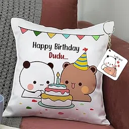 CRAFT MANIACS Bubu Dudu 16 * 16 Pillow with Fillers Inside & Free Wooden Keychain Best Friendship/Rakshabandhan Day Gift for Your Special Friend/Sibling (Type 32)-image-41